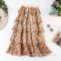 Dresses women printing flower chiffon skirt casual dresses